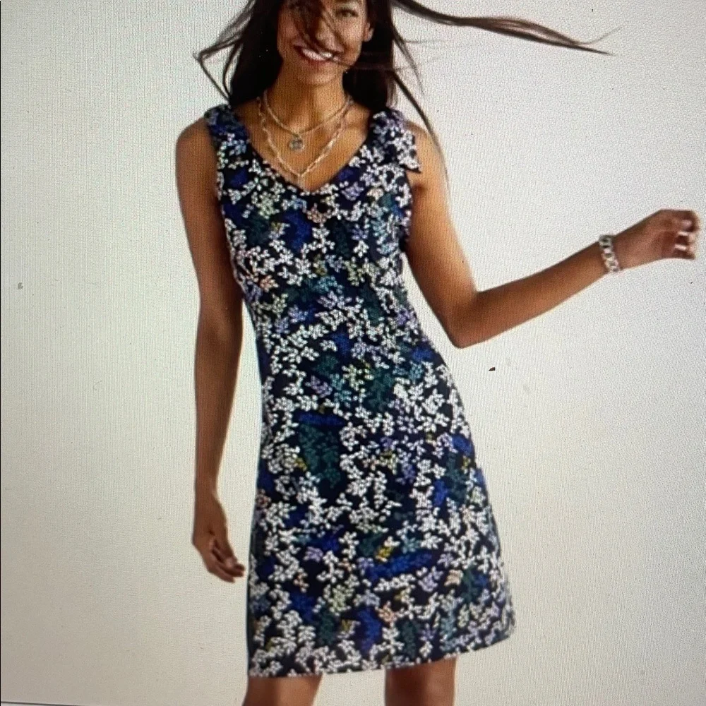 Cabi blue floral Cinco shift dress style 5619 sz L - Picture 1 of 6